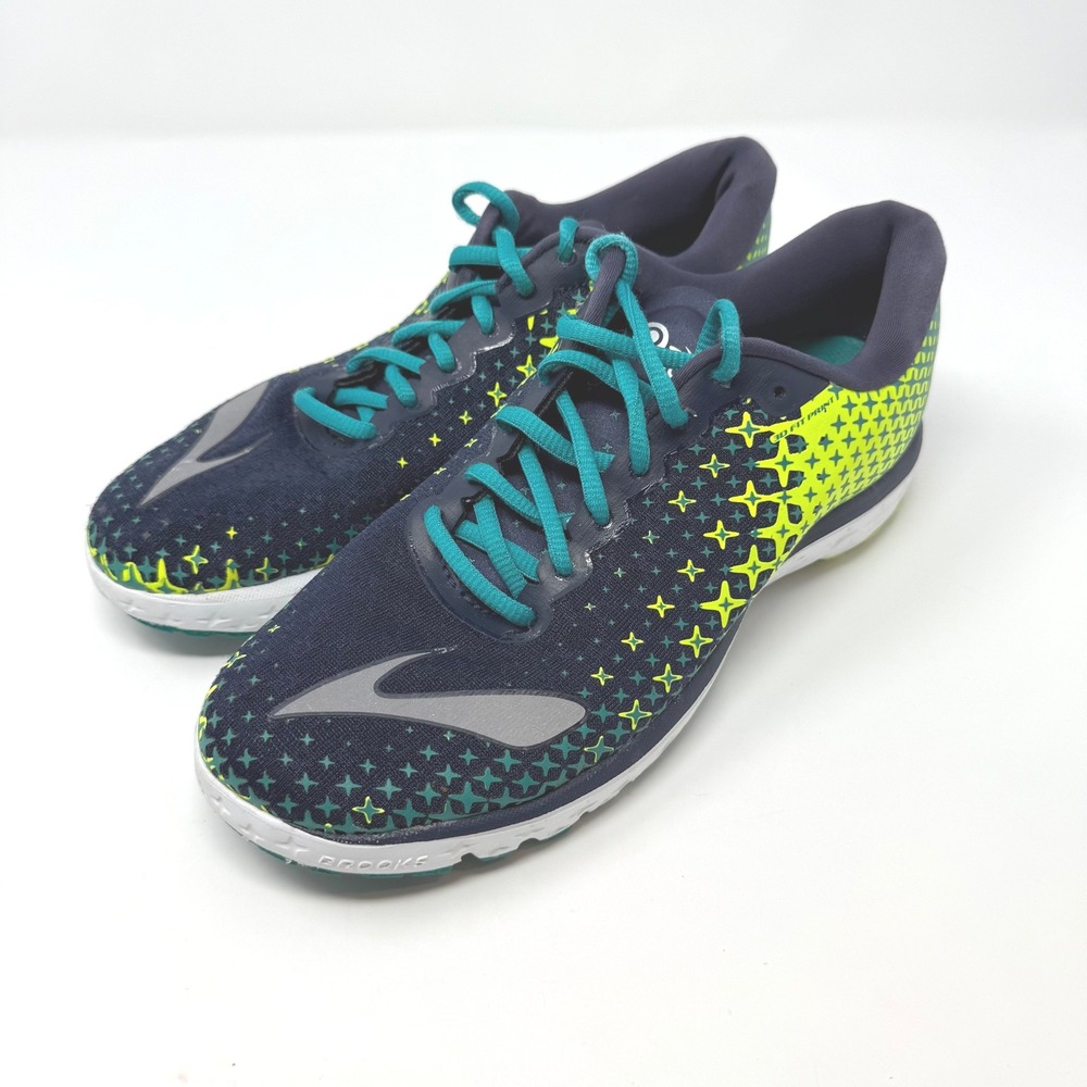 Brooks‎ PureFlow 5 Womens 8.5 Running Shoes Navy Teal Lime Green 3D Fit Print